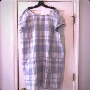 Eileen Fisher Organic Linen Cotton Plaid Dress